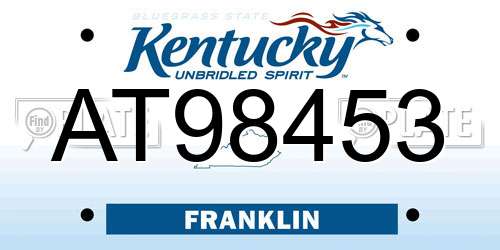 AT98453 Kentucky License Plate
