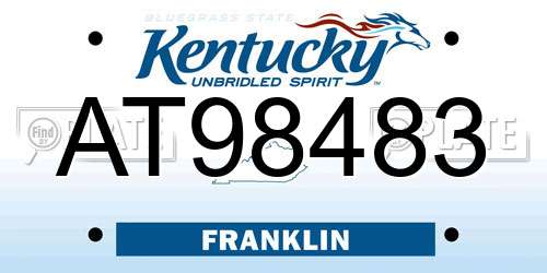 AT98483 Kentucky License Plate
