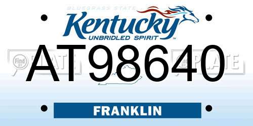 AT98640 Kentucky License Plate