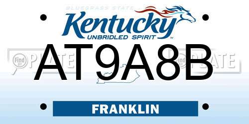 AT9A8B Kentucky License Plate