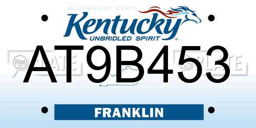 AT9B453 Kentucky License Plate