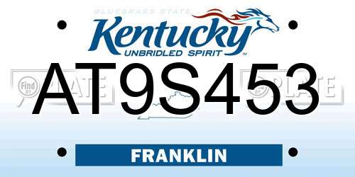 AT9S453 Kentucky License Plate