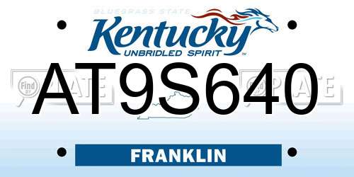 AT9S640 Kentucky License Plate