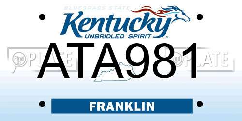 ATA981 Kentucky License Plate