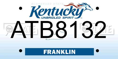 ATB8132 Kentucky License Plate
