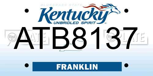 ATB8137 Kentucky License Plate