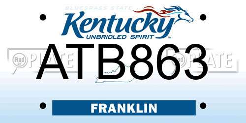 ATB863 Kentucky License Plate