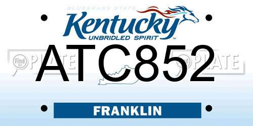 ATC852 Kentucky License Plate