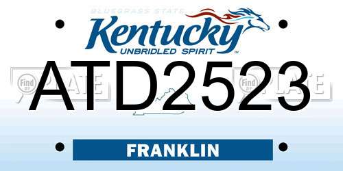 ATD2523 Kentucky License Plate
