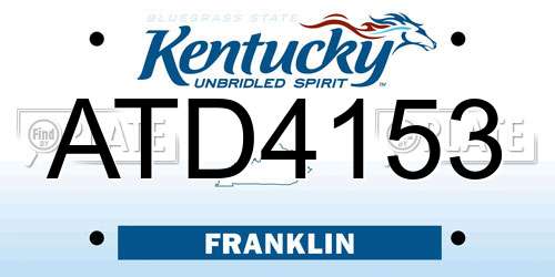 ATD4153 Kentucky License Plate