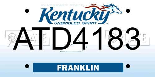 ATD4183 Kentucky License Plate