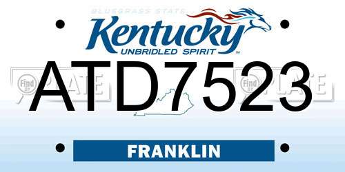 ATD7523 Kentucky License Plate
