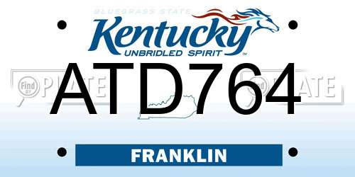 ATD764 Kentucky License Plate
