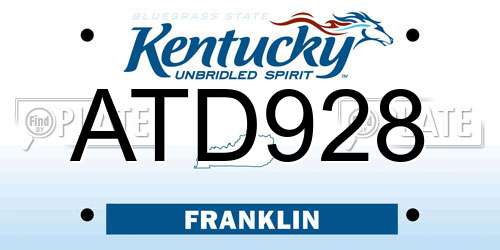 ATD928 Kentucky License Plate