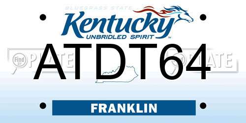 ATDT64 Kentucky License Plate