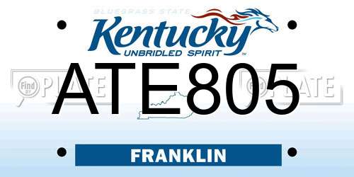 ATE805 Kentucky License Plate