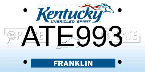 ATE993 Kentucky License Plate