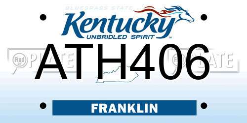 ATH406 Kentucky License Plate