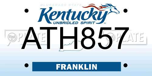 ATH857 Kentucky License Plate