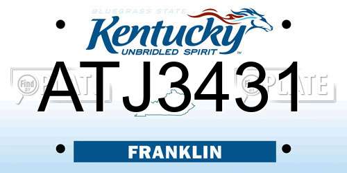 ATJ3431 Kentucky License Plate