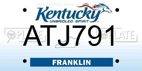 ATJ791 Kentucky License Plate