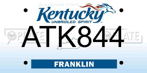 ATK844 Kentucky License Plate