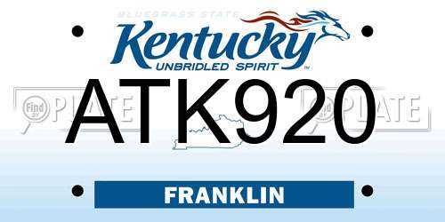 ATK920 Kentucky License Plate