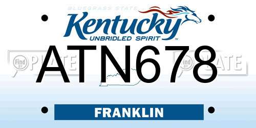 ATN678 Kentucky License Plate