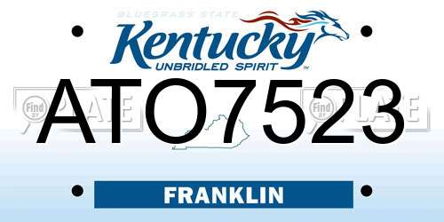 ATO7523 Kentucky License Plate