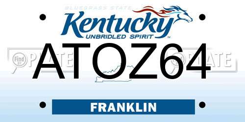 ATOZ64 Kentucky License Plate