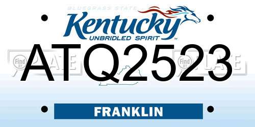 ATQ2523 Kentucky License Plate