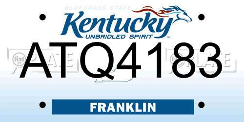ATQ4183 Kentucky License Plate