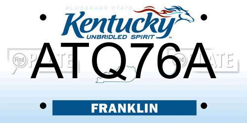 ATQ76A Kentucky License Plate