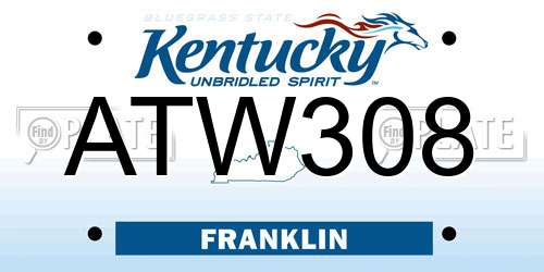 ATW308 Kentucky License Plate