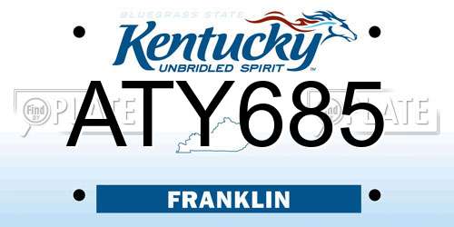 ATY685 Kentucky License Plate