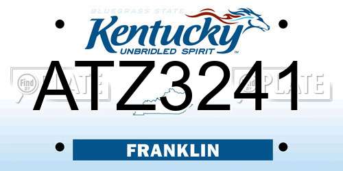 ATZ3241 Kentucky License Plate
