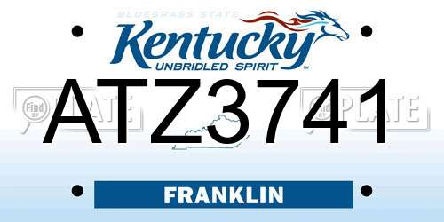ATZ3741 Kentucky License Plate