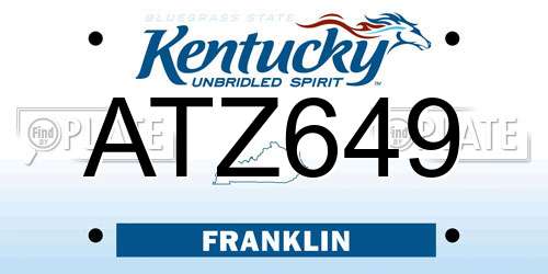 ATZ649 Kentucky License Plate