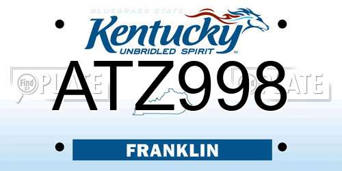 ATZ998 Kentucky License Plate