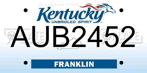 AUB2452 Kentucky License Plate