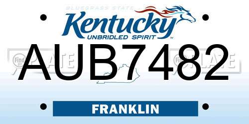AUB7482 Kentucky License Plate