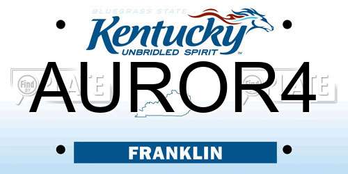 AUROR4 Kentucky License Plate