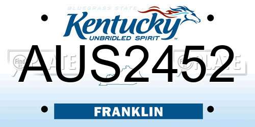 AUS2452 Kentucky License Plate