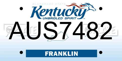 AUS7482 Kentucky License Plate