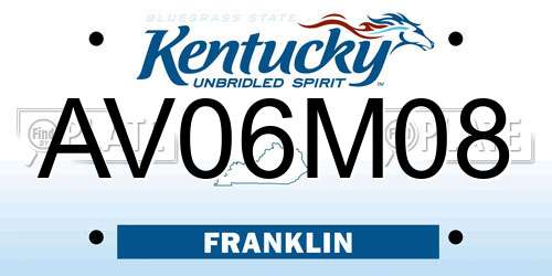 AV06M08 Kentucky License Plate