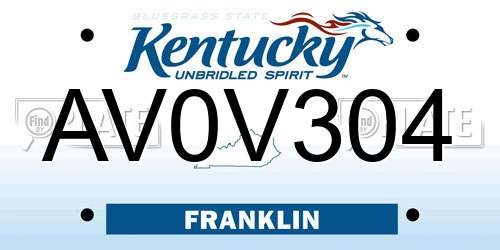 AV0V304 Kentucky License Plate