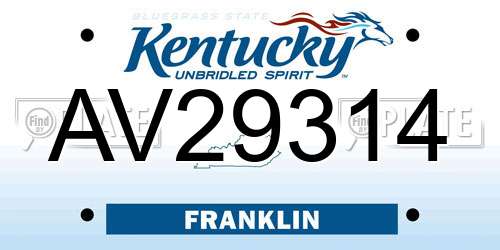 AV29314 Kentucky License Plate