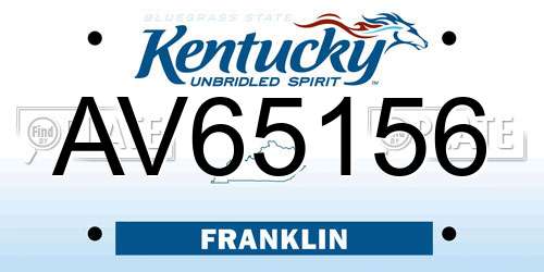 AV65156 Kentucky License Plate