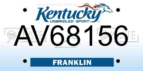 AV68156 Kentucky License Plate