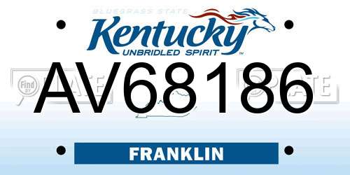 AV68186 Kentucky License Plate